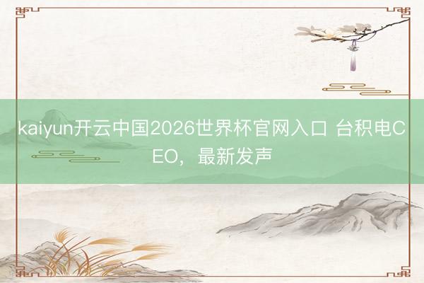 kaiyun开云中国2026世界杯官网入口 台积电CEO，最新发声