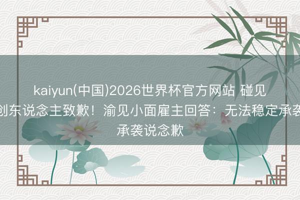 kaiyun(中国)2026世界杯官方网站 碰见小面独创东说念主致歉！渝见小面雇主回答：无法稳定承袭说念歉
